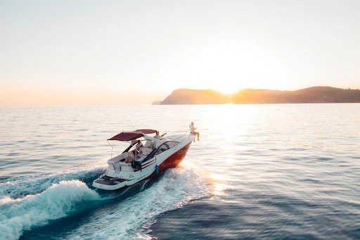 Financial protection concept showing a boat owner reviewing documents